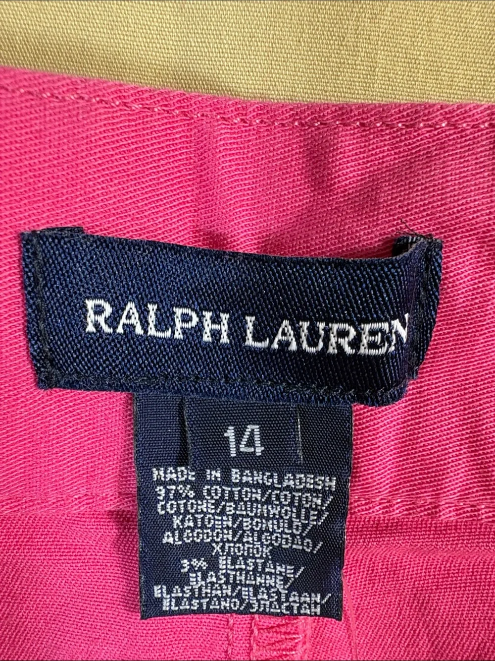 NWT Polo‎ Ralph Lauren Hot Pink Stretch Bermuda Shorts Andover Pink Sz 14 Cotton